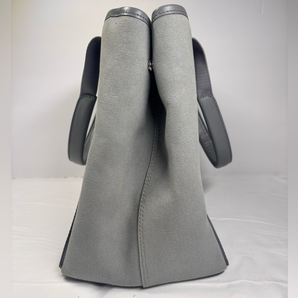 Balenciaga Cotton Canvas Silk Calfskin S Navy Cabas Grey with Pouch ✨ - Picture 6 of 15